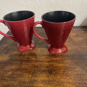Mid Century Modern Unique Mug Coffee Cup Red and Black Square bottom